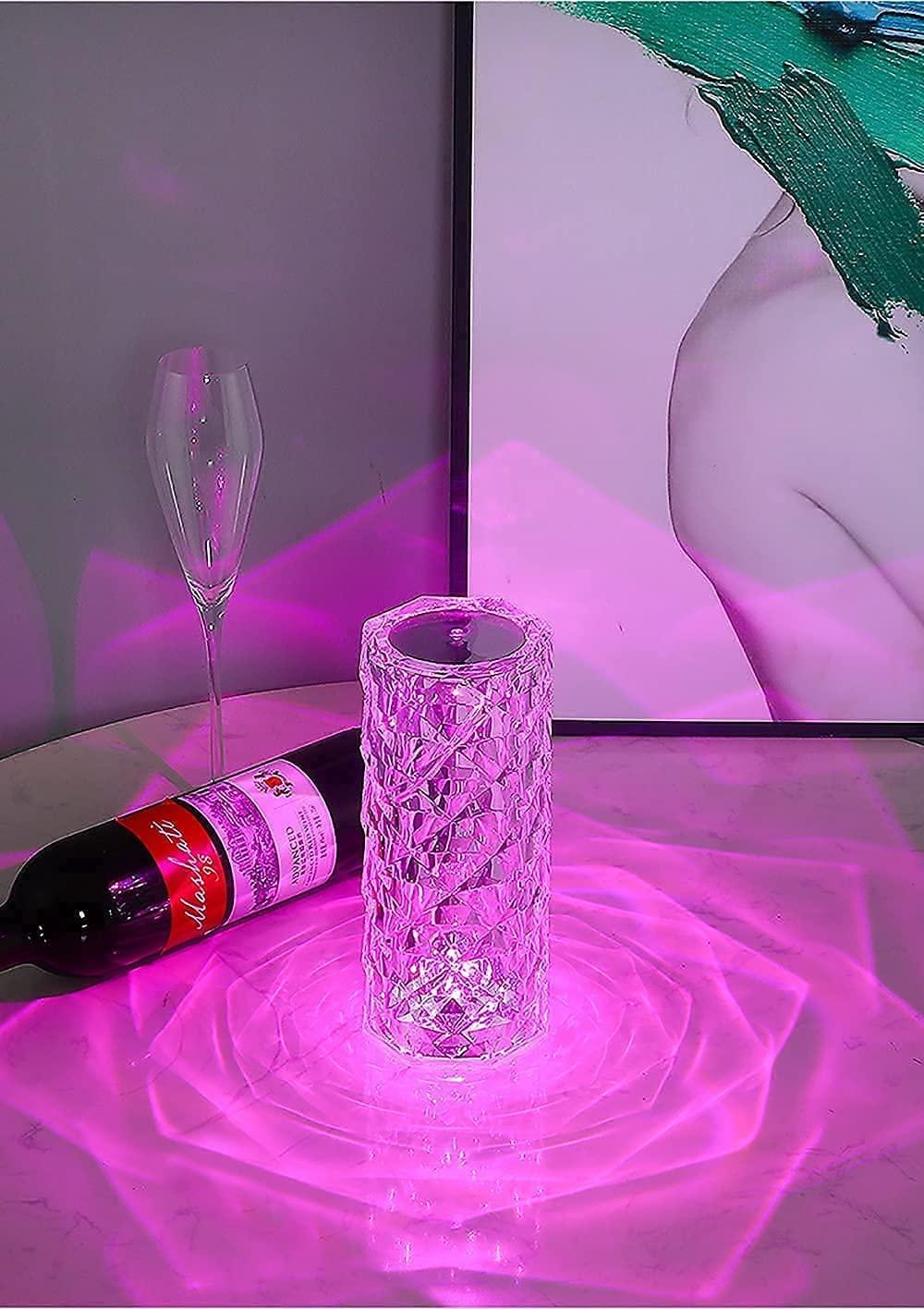 Crystal Diamond Table Lamp,Touch Control Bedside Lamp with USB Port,16 Color Changing Creative - Modern Gadgets